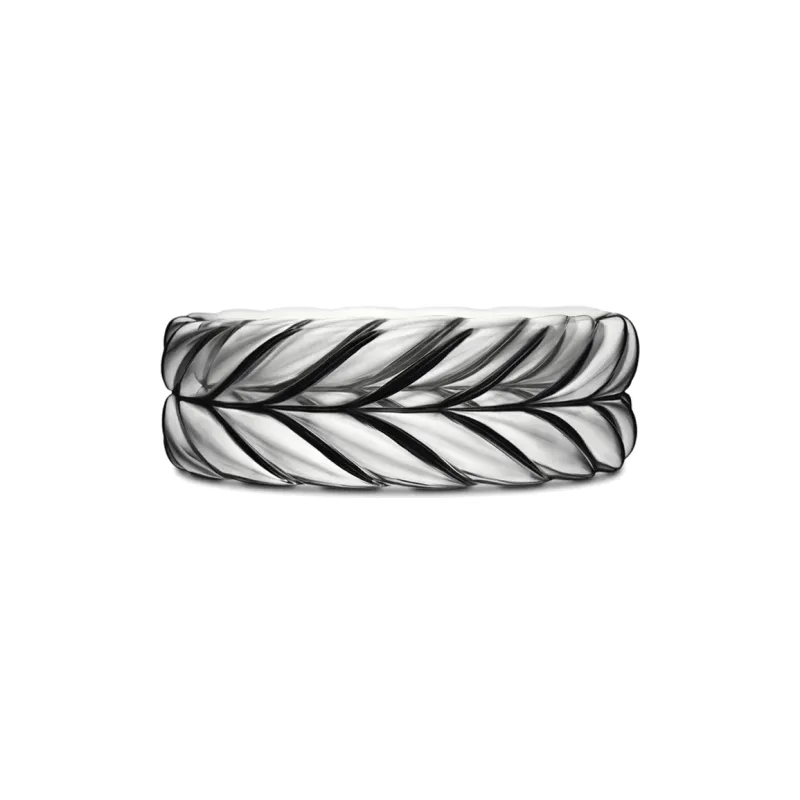 David Yurman Sterling Silver Chevron Band Ring 8.5mm-0