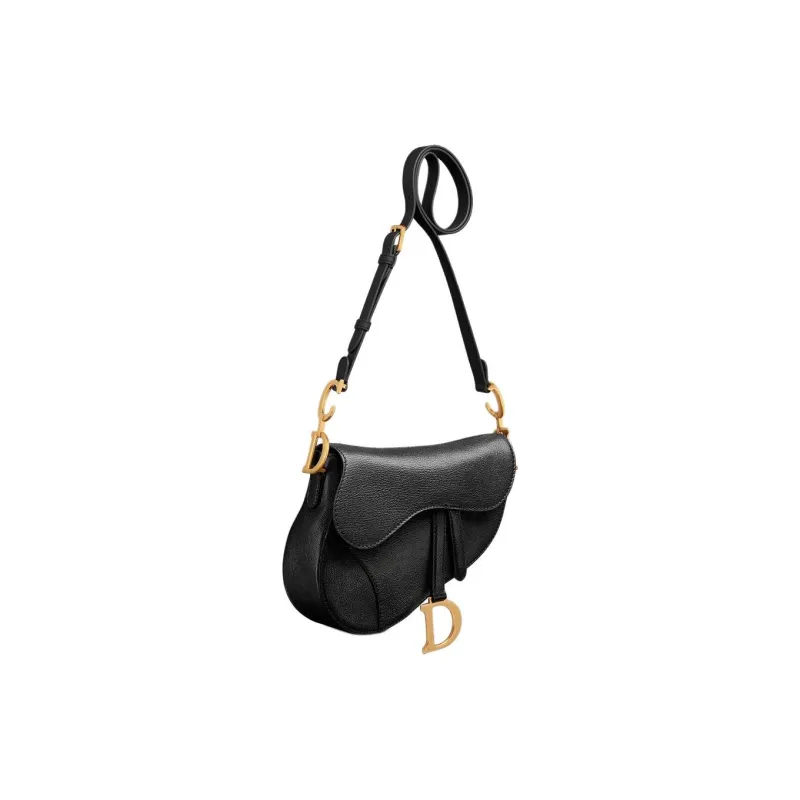 DIOR Sheepskin Saddle Bags Shoulder Bags Medium Size Women's Black-2