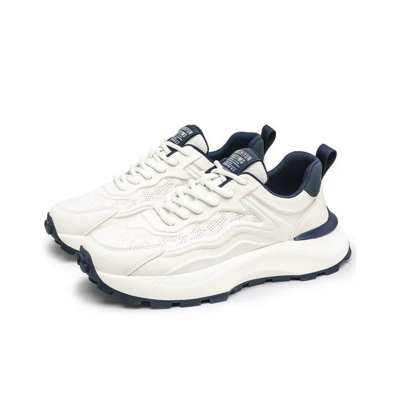 SENGUIBUCK Slip Resistant Breathable Height Increasing Low Top Chunky Sneakers Men's Gray Green-5
