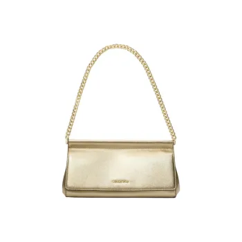 MICHAEL KORS Split Cow Leather Shoulder Bag Medium Size Women's Gold
