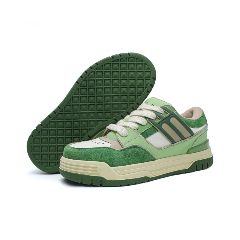 ESTEE GEEA Coverage Anti-Slip And Wear-Resistant Lightweight Height Increasing Low-Top Skateboard Shoes Unisex Green-4