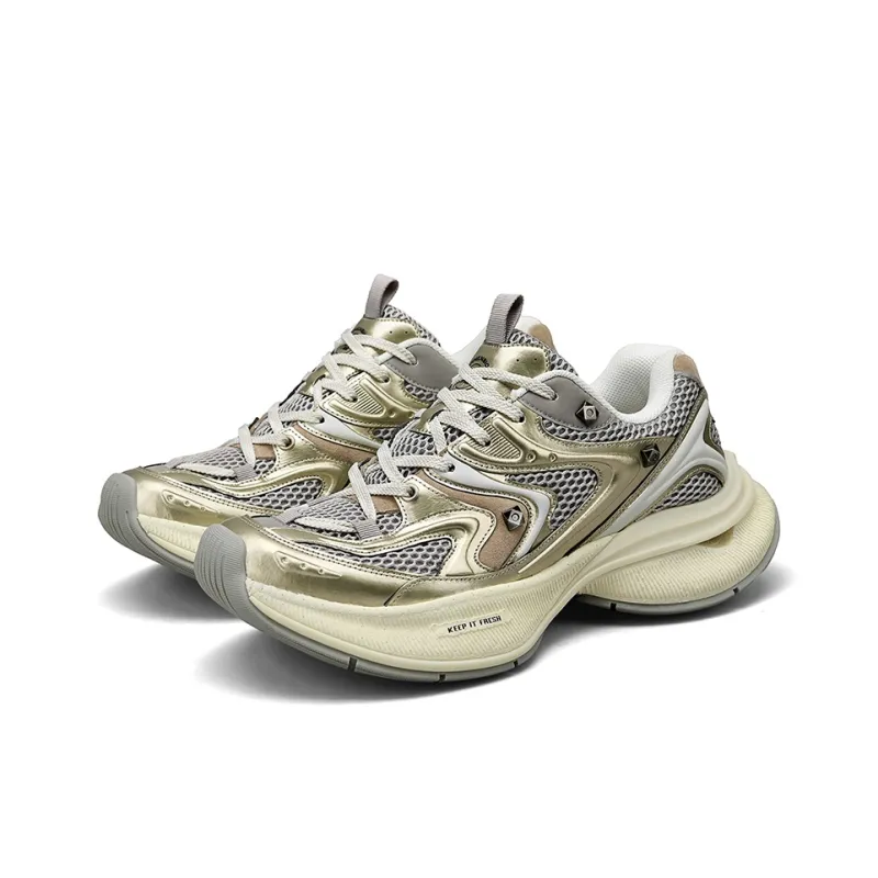 PONGFINITY Abrasion Resistant Low Top Chunky Sneakers Unisex Champagne-2
