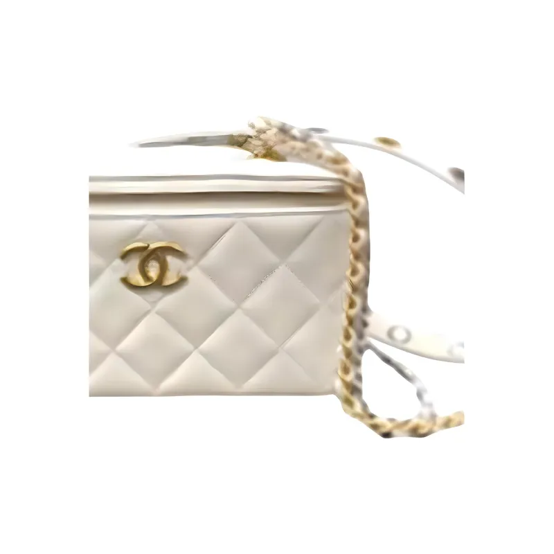 CHANEL Cow Leather Box Bag, Shoulder Bag, Crossbody Bag, Makeup Bag Women's White-1