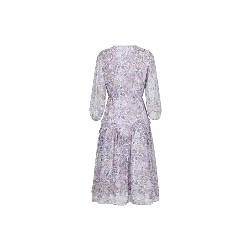 JZ. ANNAKRO Long Sleeved Dresses Women's Flower Dark Purple-1