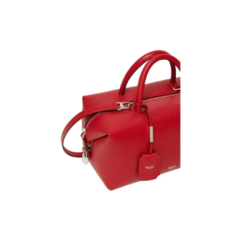 MaxMara Cow Leather Shoulder Bag, Crossbody Bag, Handbag Medium Size Women's Red-4