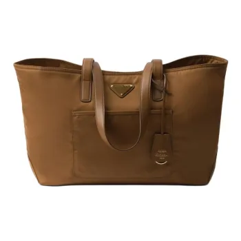 PRADA Re Edition Recycled Nylon Tote Bag Shopping Bag Shoulder Bags Medium Size Women's Brandy