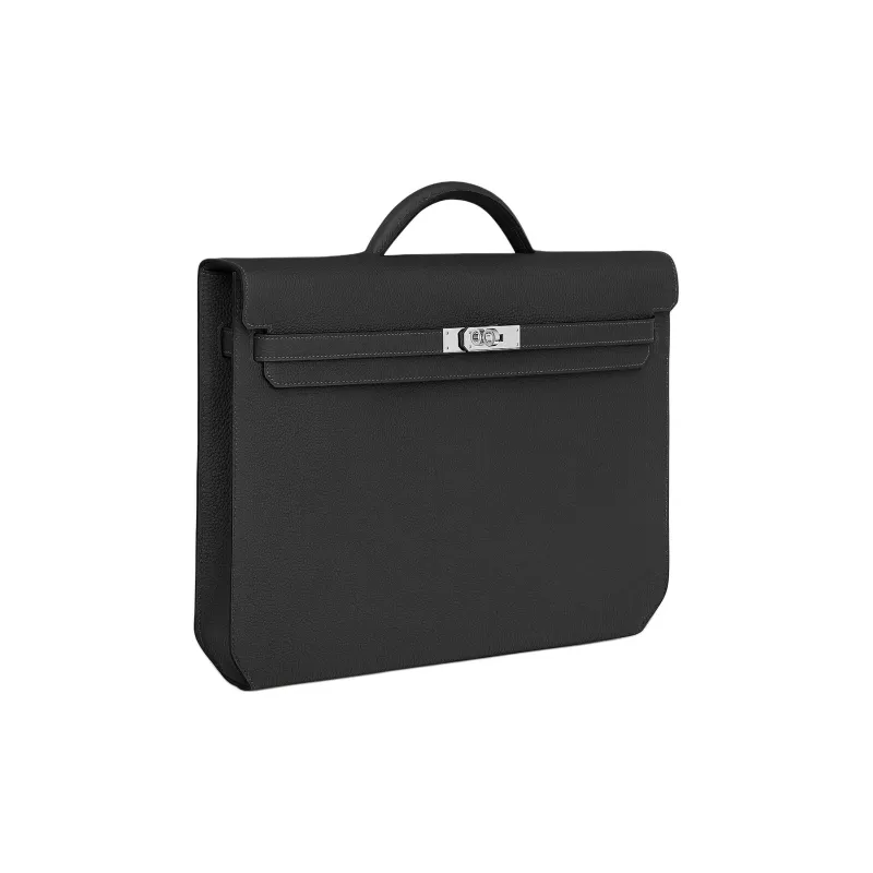 HERMES Kelly Depeches Togo Calfskin Briefcases Handbags Men's 89 Noir Black-1