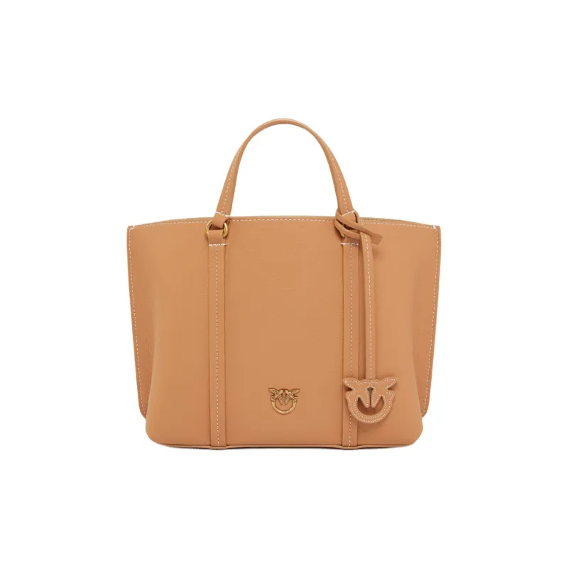 PINKO Cow Leather Tote Bag Shopping Bag Shoulder Bag Handbag Women's Light Brown-0
