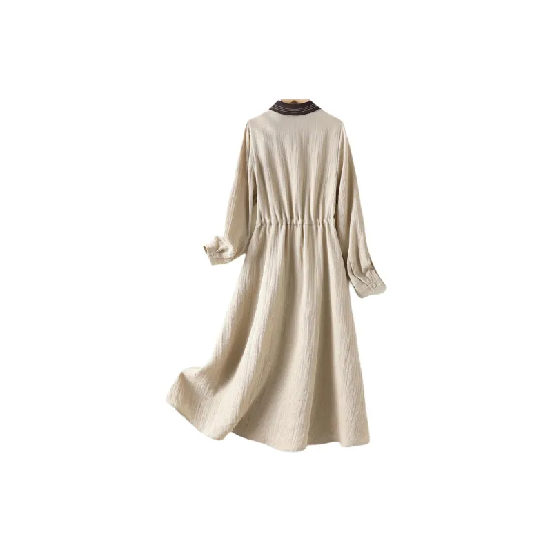 IHIMI Long Sleeved Dress Women's Apricot-2