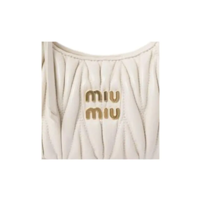 MIU MIU Wander Series Sheepskin One Shoulder Handbag Mini Women's White-5