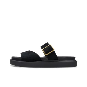 Clarks Rubber Sole Slip Resistant Slide Slippers Women's Black