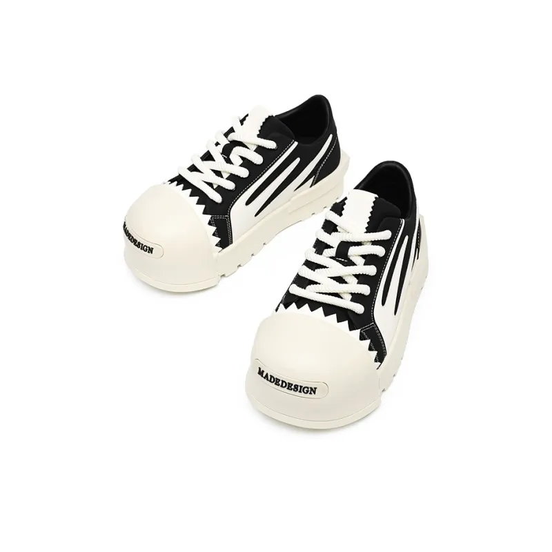 OUBT Fashion Big Head Casual Trendy Shoes Breathable And Slip Resistant Low Top Skateboard Shoes Unisex Black White-3