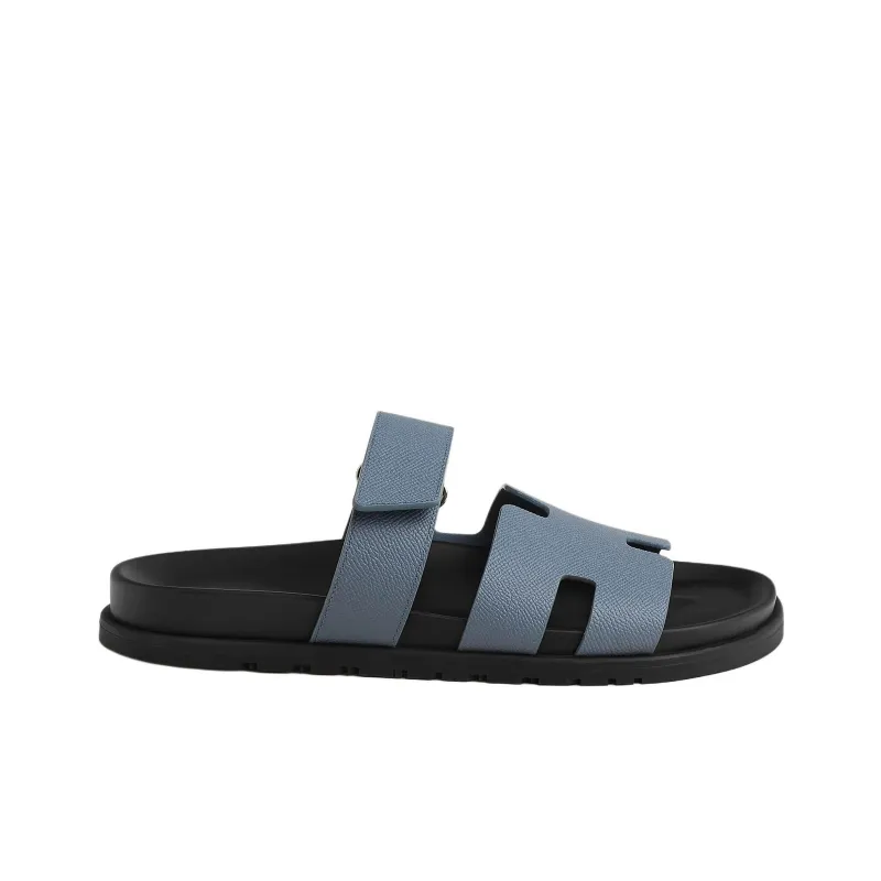 HERMES Chypre Slide Slippers Men's Blue-1