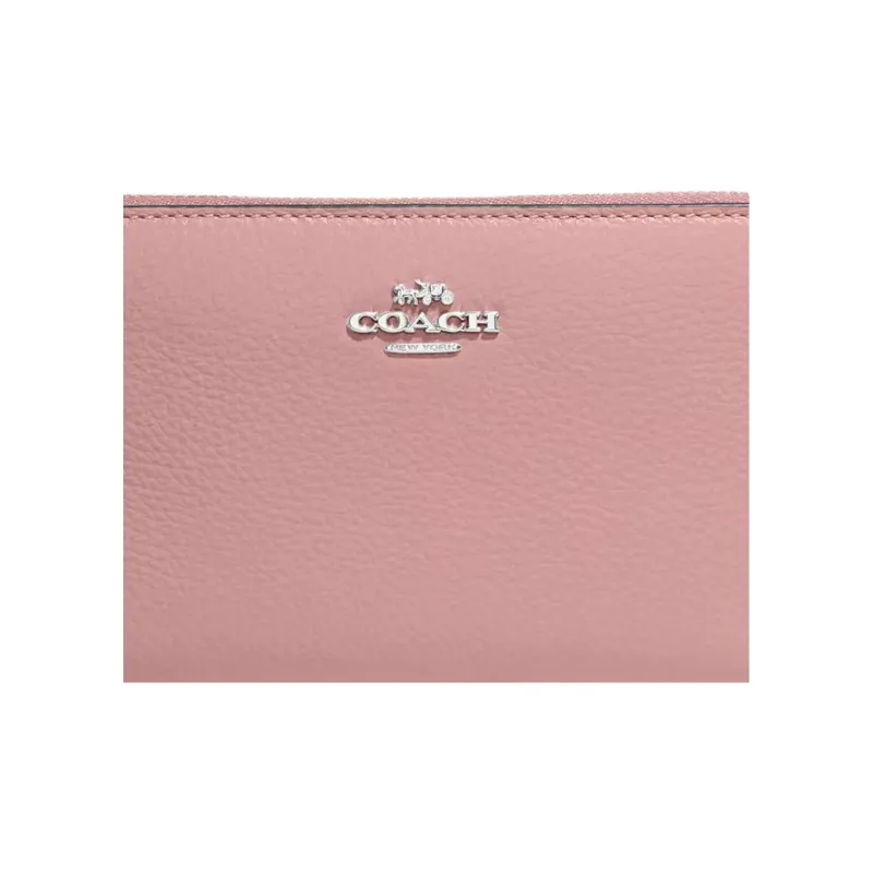 COACH Id Zip Wallet Pebbled Leather Clutches Wallets Small Size Women's Nude Pink-3