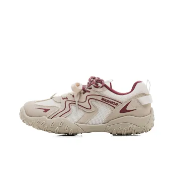 Warrior Breathable Lightweight And Wear Resistant Low Top Casual Shoes Women's Light Khaki Beige Red