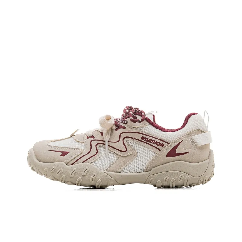 Warrior Breathable Lightweight And Wear-Resistant Low-Top Casual Shoes Women's Light Khaki Beige Red-0