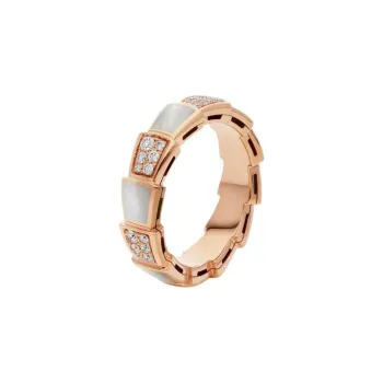 BVLGARI Diamond, Pearl, Rose Gold Rings Women's