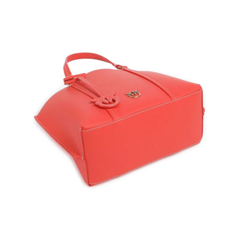PINKO Grained Leather Tote Bag Shopping Bag Shoulder Bag Handbag Women's Orange-2