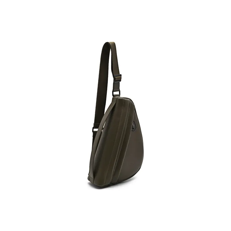 PEDRO PU Triangle Bag, Crossbody Bag, Shoulder Bag Small Size Men's Black/Olive Green-8