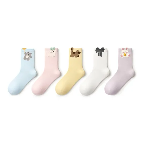 Primeet Mid Calf Socks Women's 5 Pack Wiggling Tail
