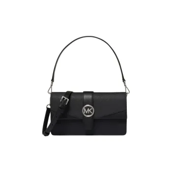 MICHAEL KORS Greenwich Cow Leather Crossbody Bag, Shoulder Bag Medium Size Women's Black
