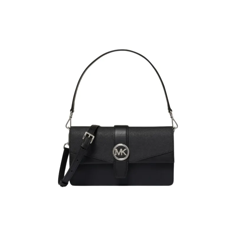 MICHAEL KORS Greenwich Cow Leather Crossbody Bag, Shoulder Bag Medium Size Women's Black-0