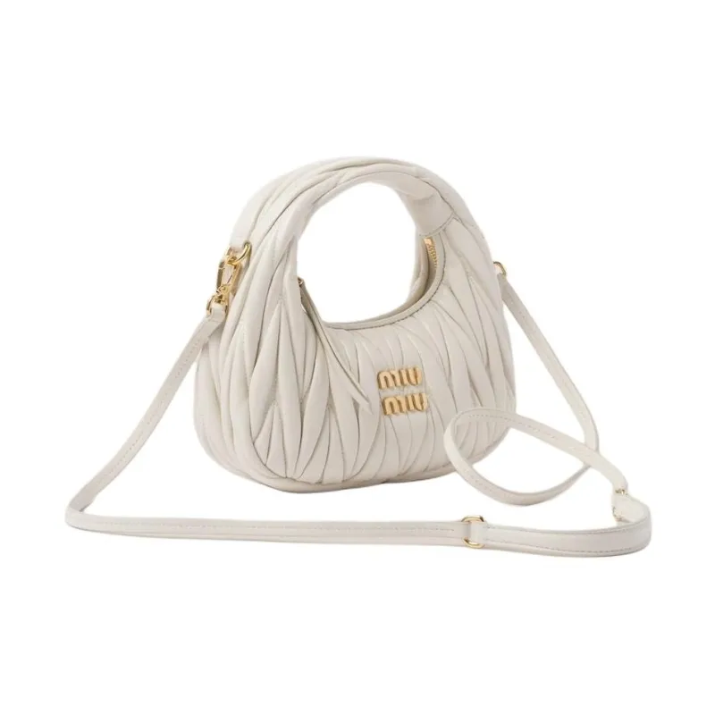 MIU MIU Wander Series Sheepskin One Shoulder Handbag Mini Women's White-1