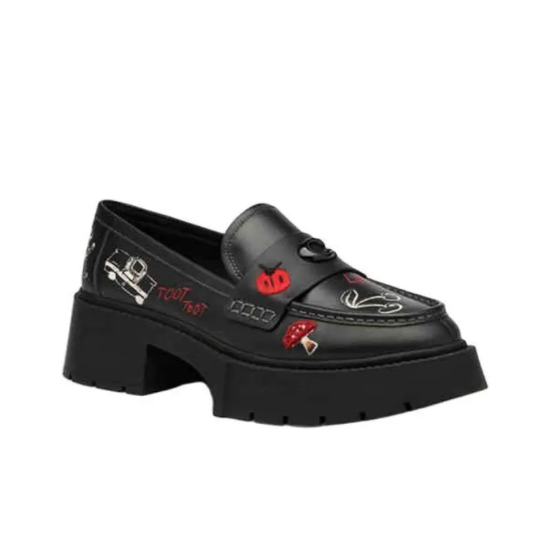 COACH Leah Chunky Heel High Heels 5.5cm Women's Black-2