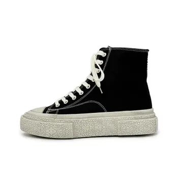 SLnU★3 Anti Slip And Wear Resistant Height Increasing High Top Canvas Shoes Unisex Polished Black
