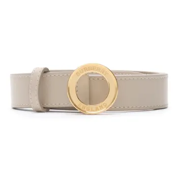 Burberry Calfskin Brass Gold-Plated Leather Belts Women's Gray Width: 2.5CM
