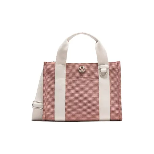 Lululemon Cotton Tote Bag, Shopping Bag, Shoulder Bag, Crossbody Bag, Handbag Mini Women's Pink & White