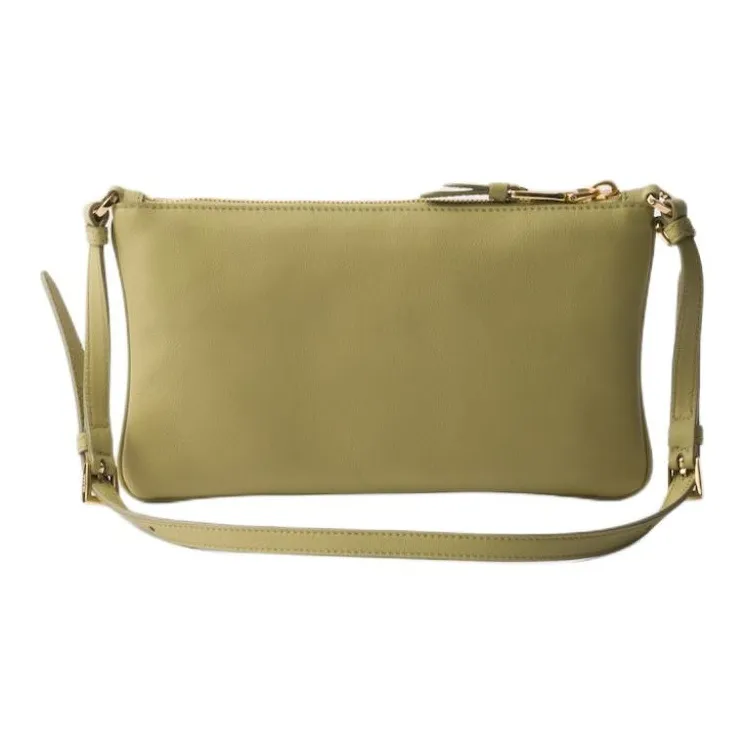 PRADA Leather Clutch Shoulder Bag Women's Light Grass Green-2