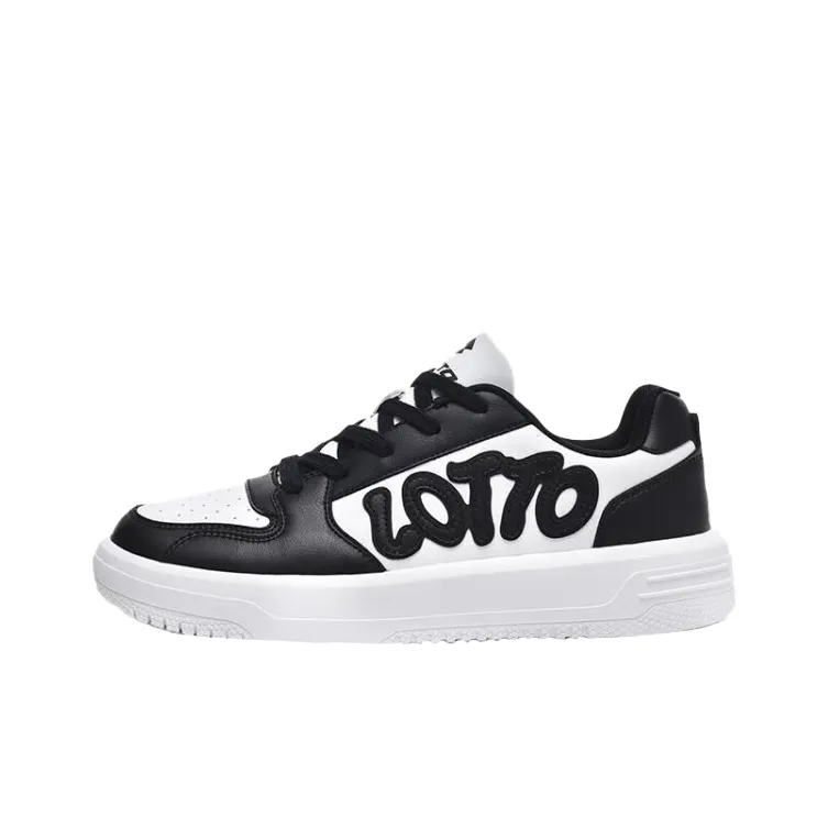 LOTTO Anti-Slip Wear-Resistant Low-Top Skateboard Shoes Women's Black White-0