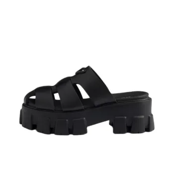 PRADA Monolith Closed Toe Slippers 5.5cm Women's Black