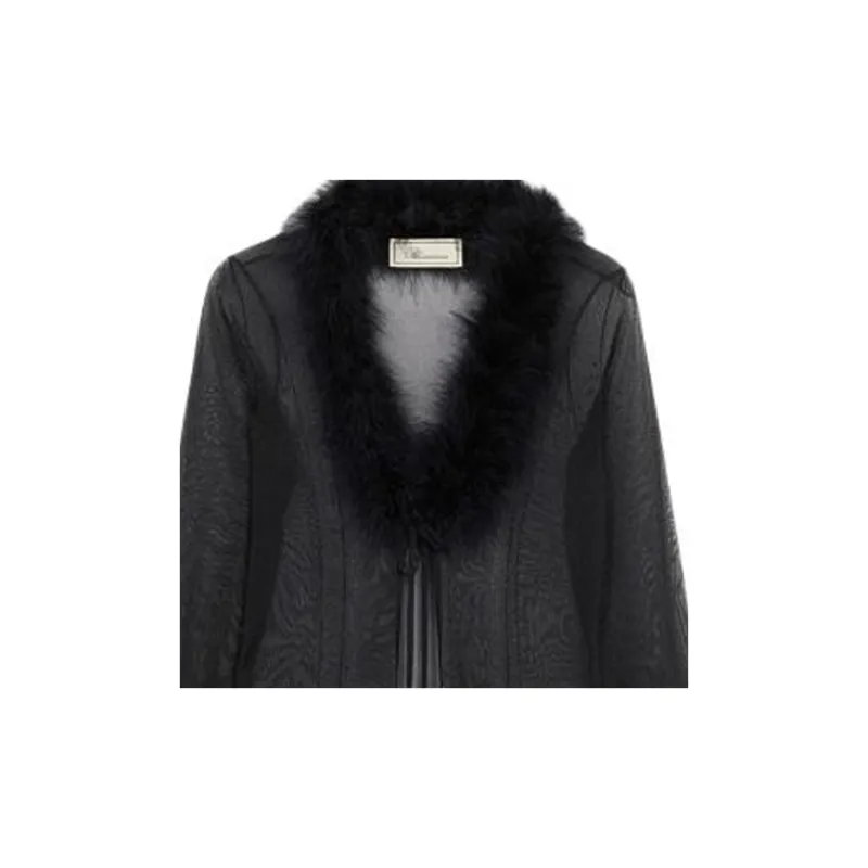 Blumarine Feather Trim Sheer Coat-4
