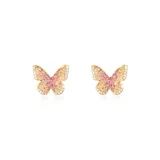 Crystal Heart Butterfly Clip-on Earrings Pink (Exquisite Faux Crystal)