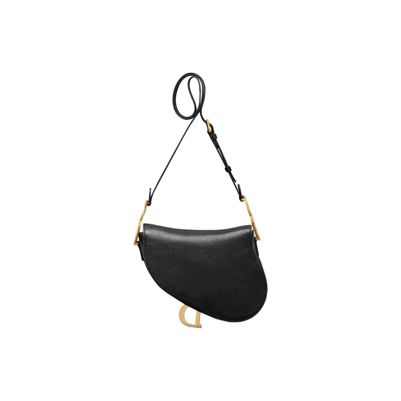 DIOR Sheepskin Saddle Bags Shoulder Bags Medium Size Women's Black-3