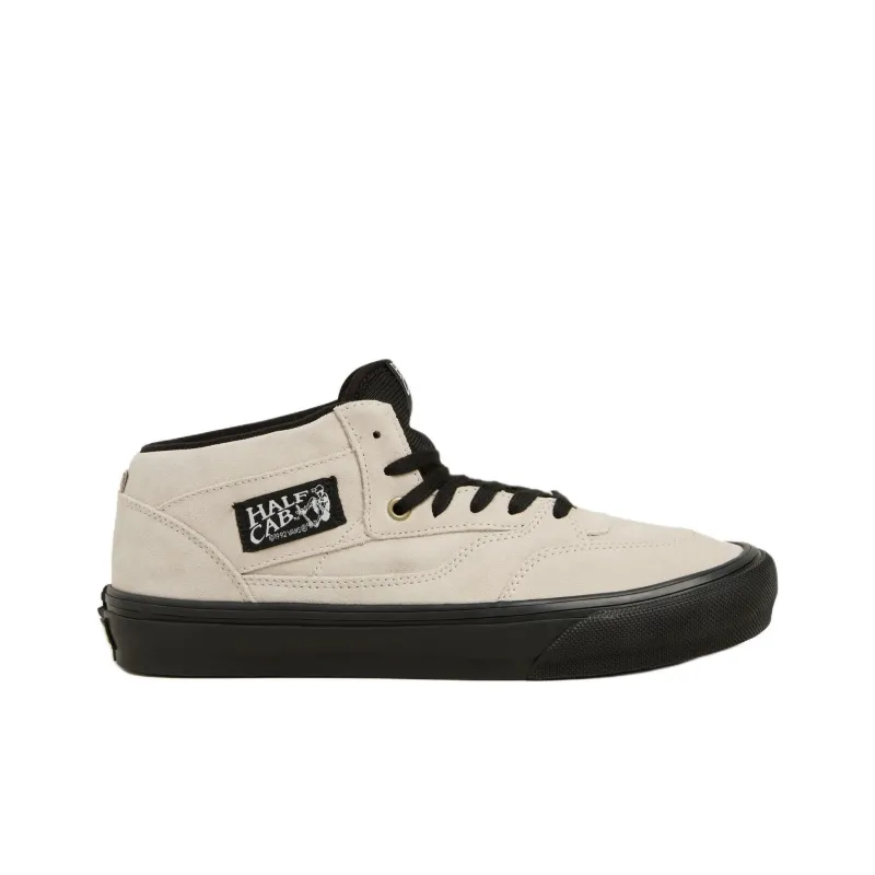 Vans Skate Half Anti Slip Wear Resistant Mid Top Skateboard Shoes Unisex Beige-1