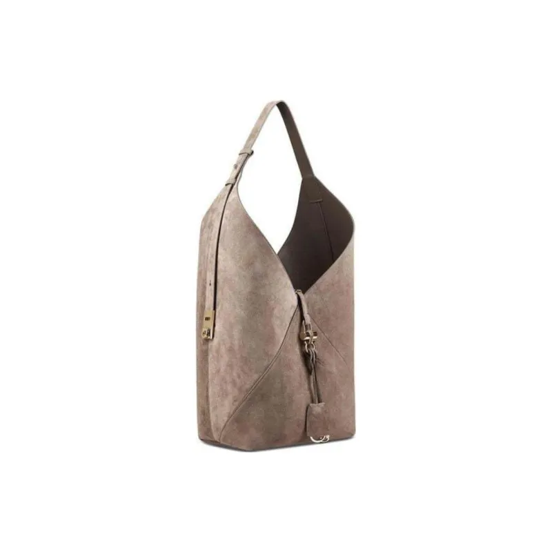 FERRAGAMO GANCINI Suede Tote Bag, Shopping Bag, Handbag Women's Gray-1