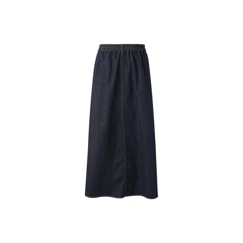 3COLOUR Casual Long Skirt Women's Deep Sea Blue-1