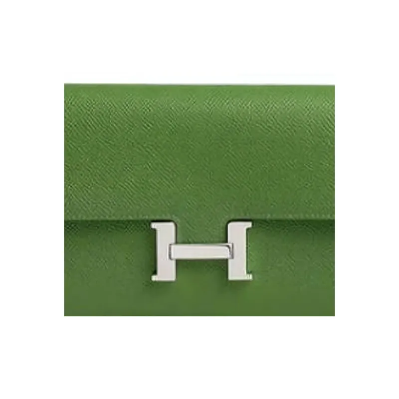HERMES Constance To Go Epsom Calfskin Wallets Handheld Shoulder Bag Crossbody Bag Women's A8 Yuka Ribbon Green-3