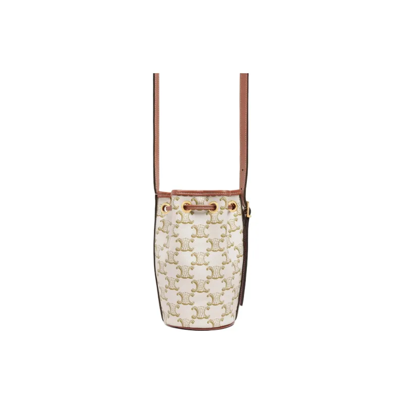 CELINE Triomphe Canvas With Calfskin Bucket Bag Handbag Shoulder Bag Crossbody Bag Extra Mini Women's Candy Color/White-2