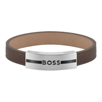 HUGO BOSS Leather Wristbands Unisex Brown