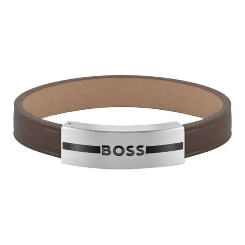 HUGO BOSS Leather Wristbands Unisex Brown-0