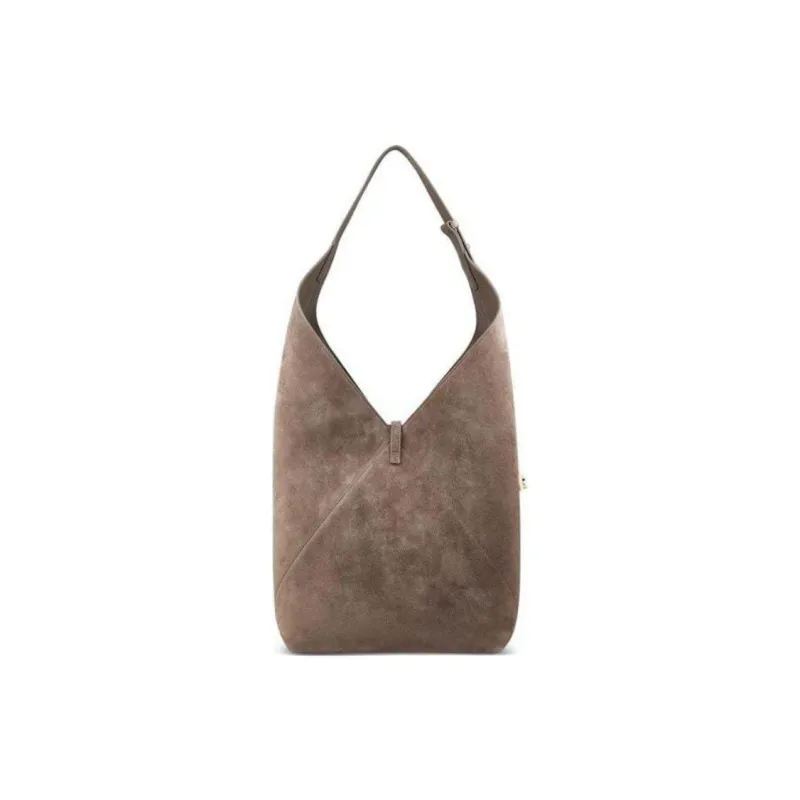 FERRAGAMO GANCINI Suede Tote Bag, Shopping Bag, Handbag Women's Gray-2