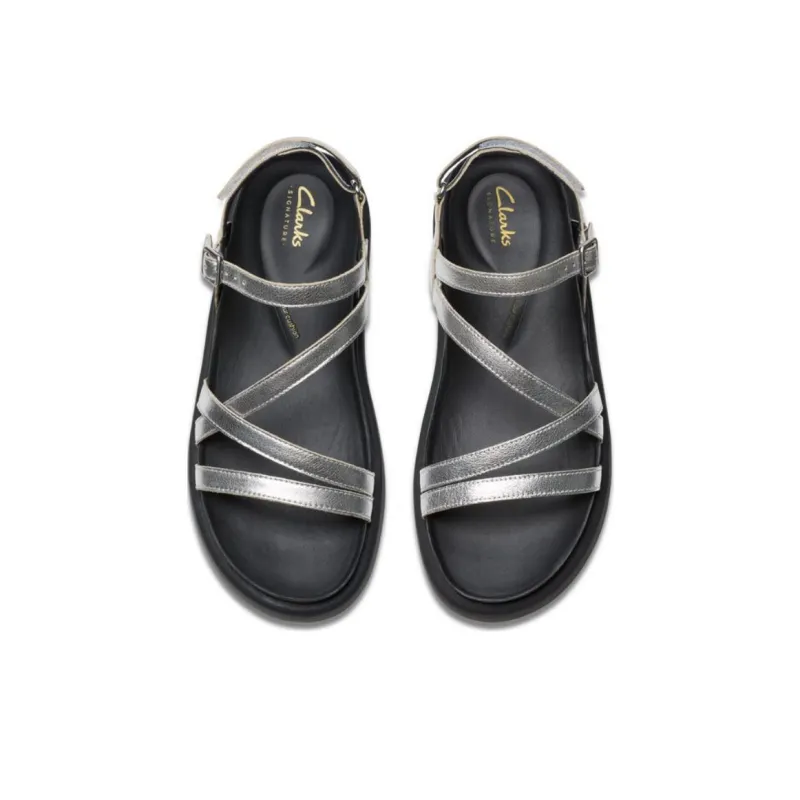 Clarks Aristra Collection Strap Sandals 3cm Women's Silver-3