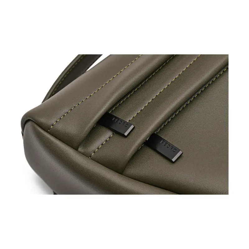 PEDRO PU Triangle Bag, Crossbody Bag, Shoulder Bag Small Size Men's Black/Olive Green-11