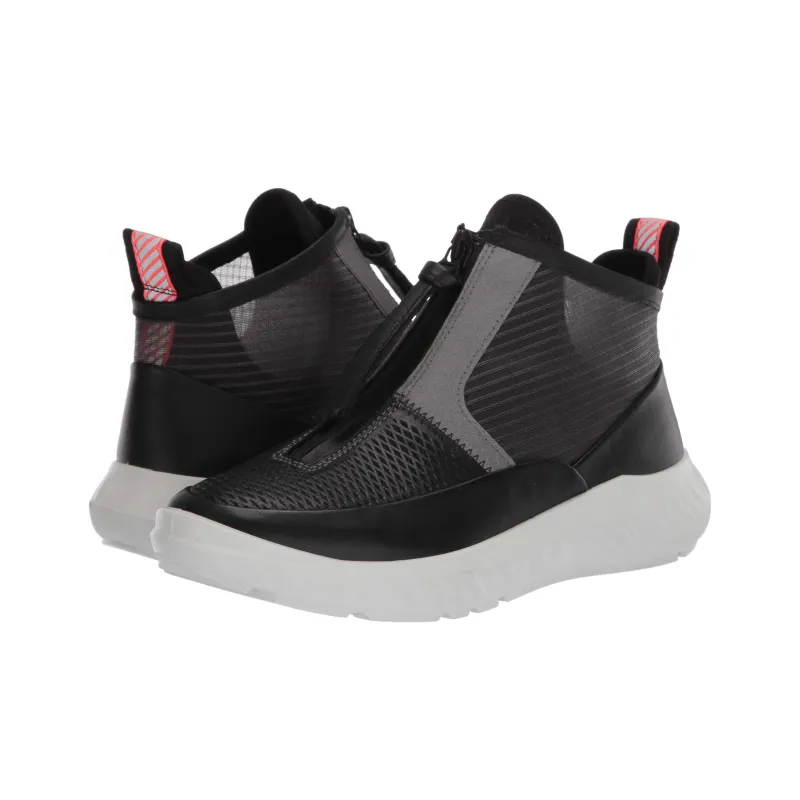 Ecco St.1 Lite Mid-Top Casual Shoes Women's Black-2