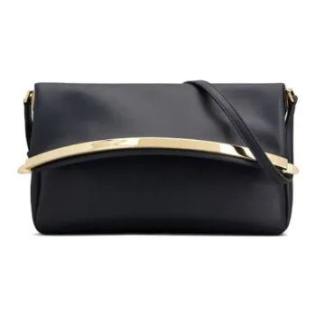 TOD'S Calfskin Shoulder Bag Trumpets Women's Blue