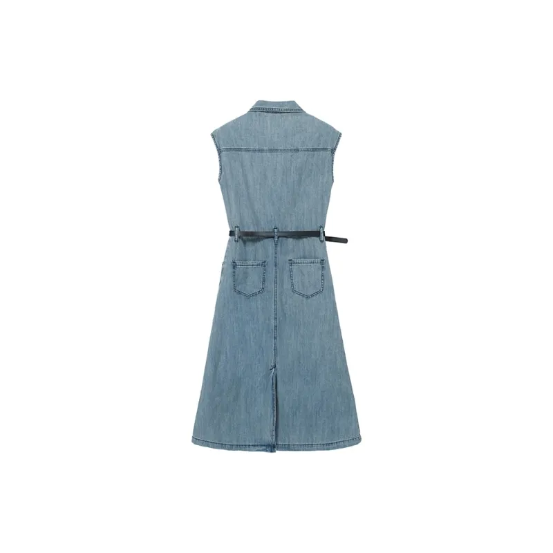 DOKZB Sleeveless Dress Women's Blue-1